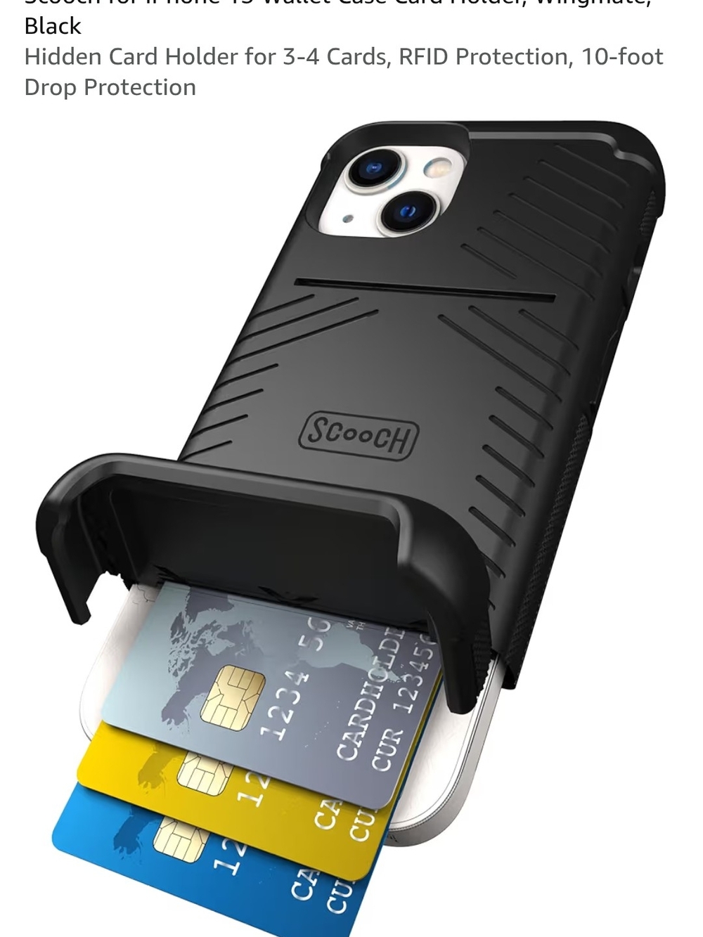 Wingmate Black Rugged iPhone 13 Card Holder Case
